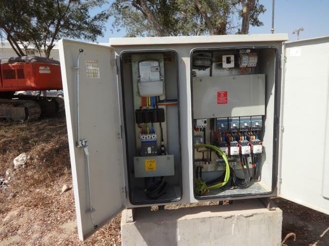 Feeder pillar with door open showing terminations