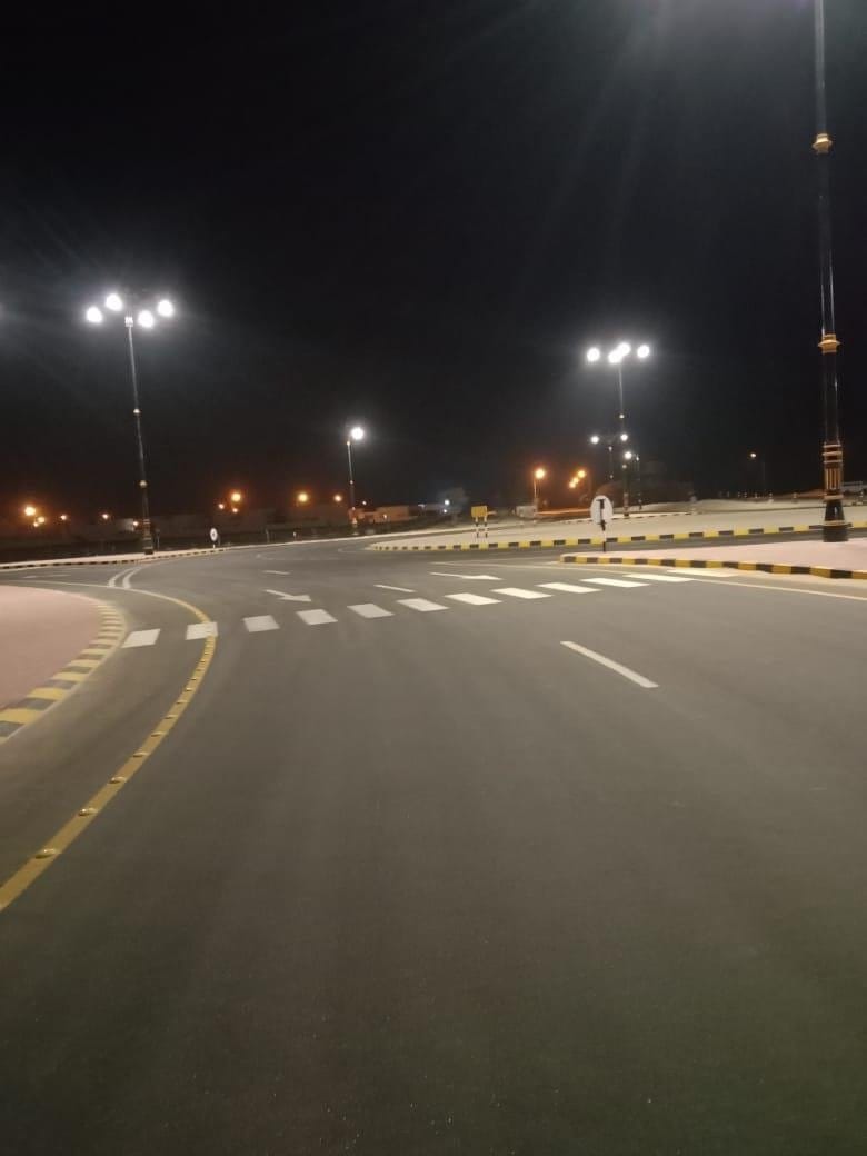 Lit dual carriageway at night