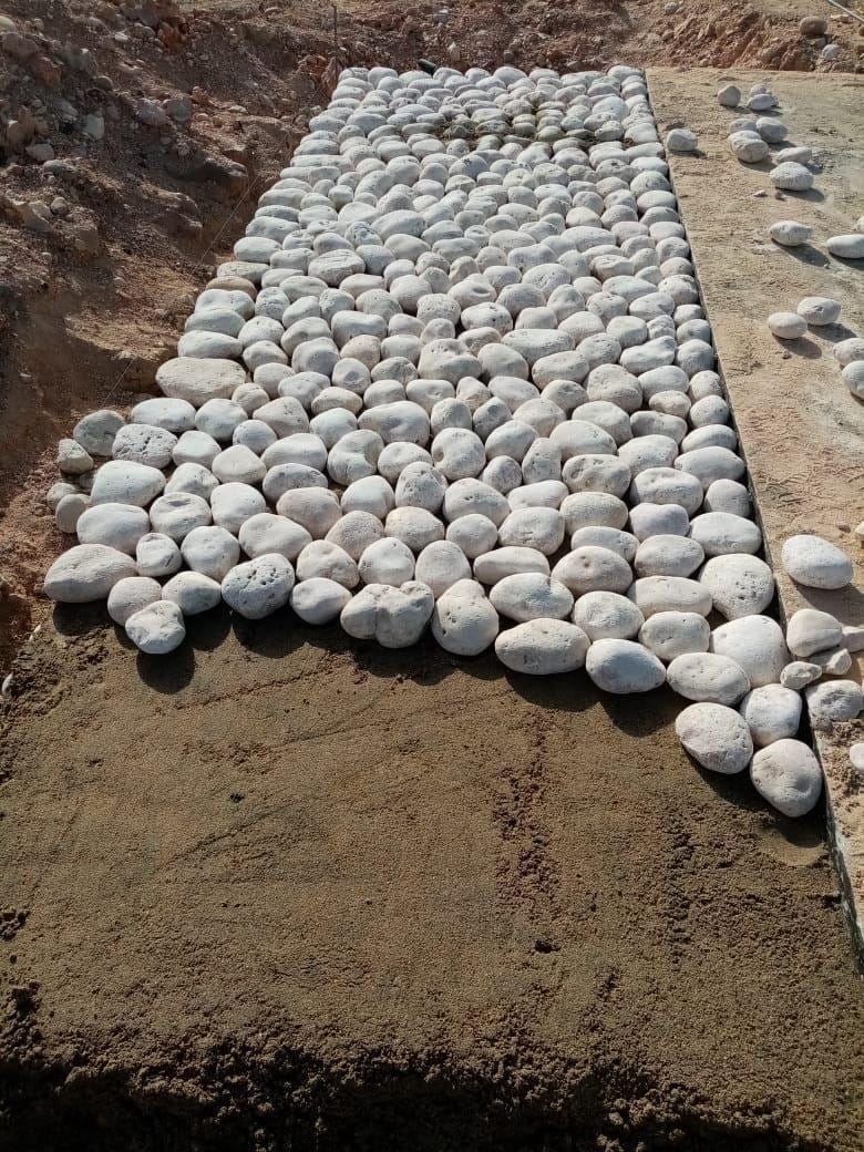 Mortared riprap mattress on flat ground