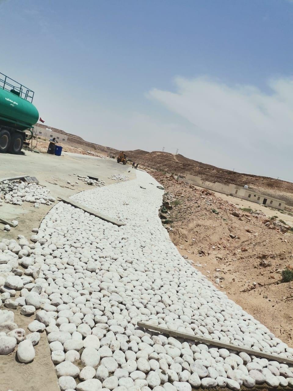 Riprap protection on a slope beside a road