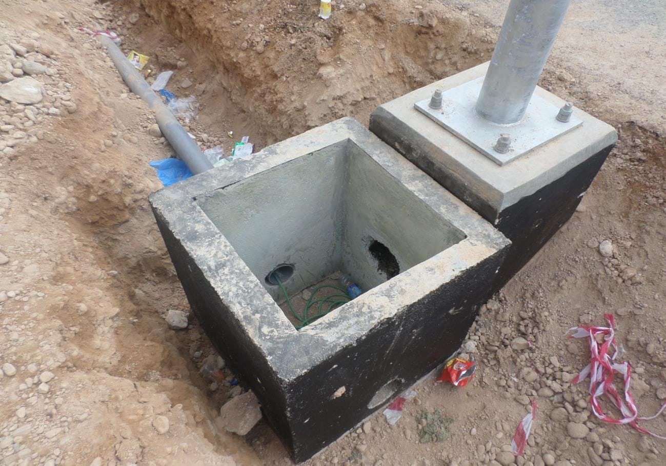 Street-light pole foundation with anchor bolts