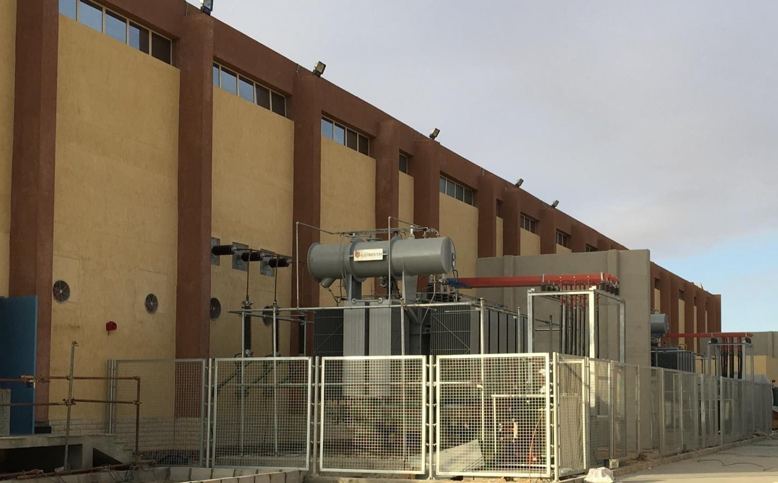 Substation building with fenced compound