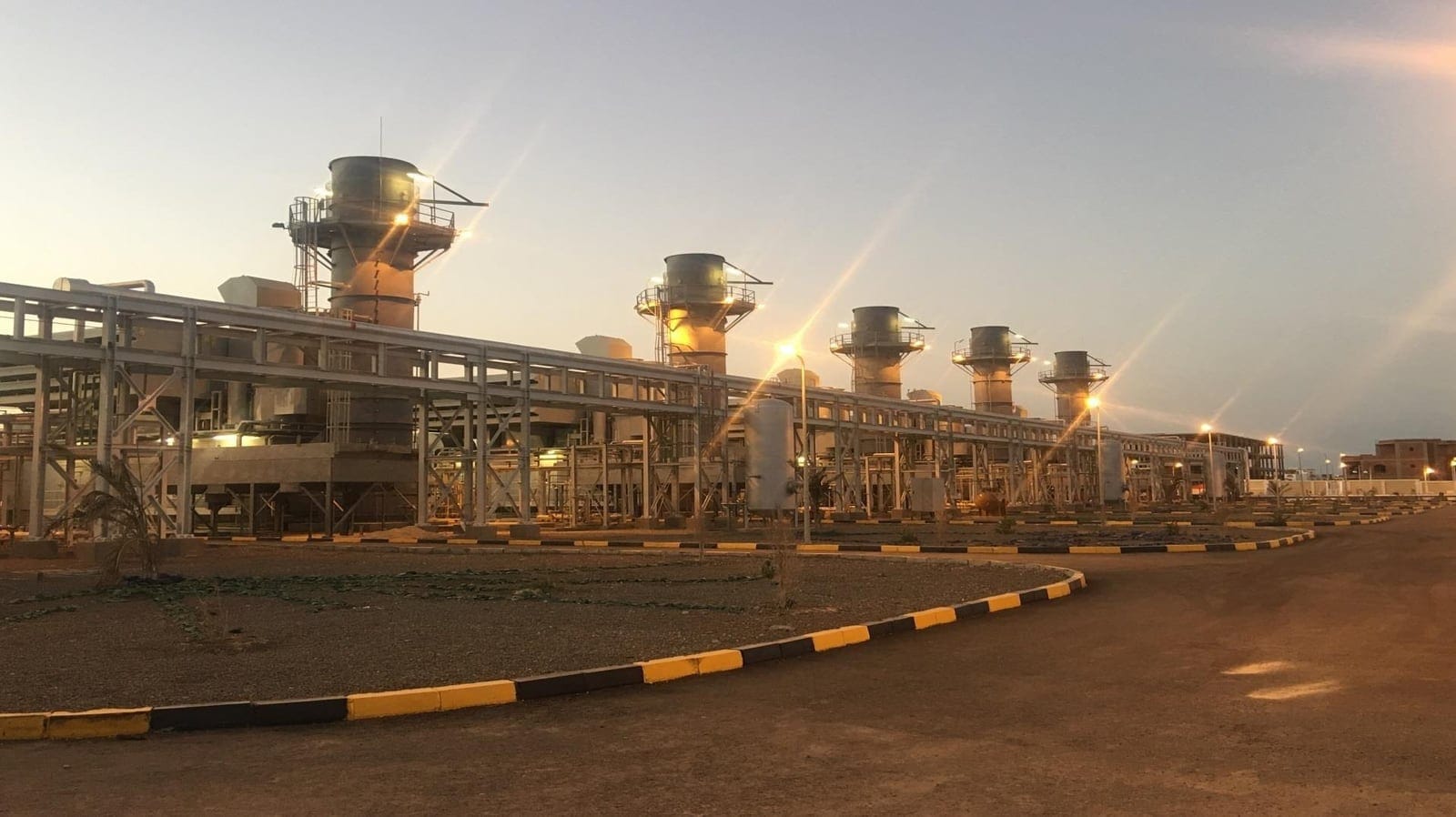 Substation switchyard at dusk