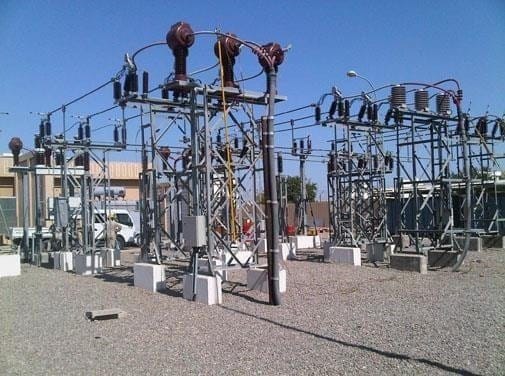 Switchyard with steel gantries