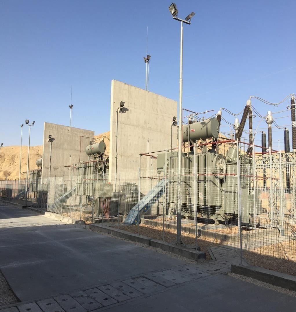 Power transformer in a yard